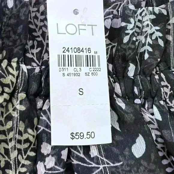 NWT Ann Taylor Loft Black Metallic Floral Ruffle Off the Shoulder Top Blouse S - Picture 8 of 10
